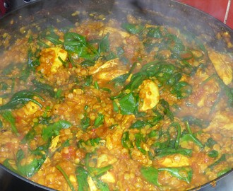 Chicken, Lentil and Spinach Curry Recipe (5-2 diet 330 Kcal)