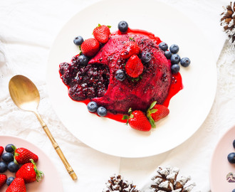 Easy Summer Berry Christmas Pudding.