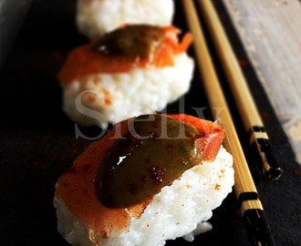 NERSHI - Finto sushi di salmone affumicato con salsa di Nergi® al wasabi