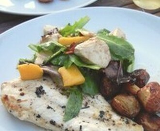 Cape Cod Swordfish, with Mango, Mozzarella, and Caper Salad, and Lolita’s Potato Tots  Recipe