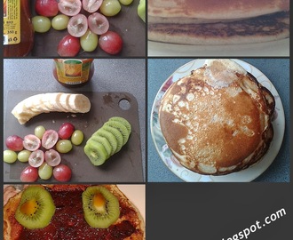 śniadanie mistrzów - pancakes z bananami i owocami
