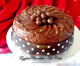 Eggless Chocolate-Oil Cake with Chocolate Buttercream Frosting