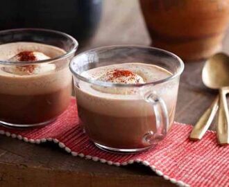Hot Spiced Mexican Hot Chocolate with Ice Cream Dusted with Chili Powder