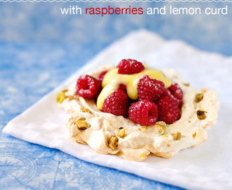 { a breath } conquering meringue & { a bite } pistachio pavlovas with raspberries and lemon curd
