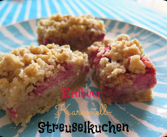 {Süßes zum Wochenende} Erdbeer-Karamell-Streuselkuchen (glutenfrei)
