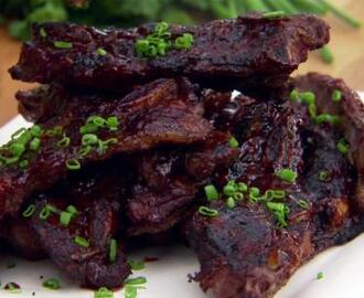 Spice Rubbed Grilled American Bison Short Ribs with Orange Honey Chipotle BBQ Sauce