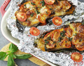 Überbackene Süßkartoffel mediterran mit Tomaten und Mozzarella ❤
