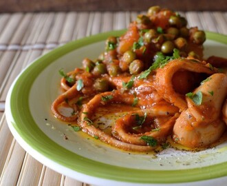 Små blæksprutter i tomat med kartofler og ærter – Moscardini in umido con patate e piselli