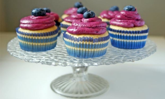 Blueberry Cupcakes, Lemon Filling & Blueberry Cream Cheese Frosting