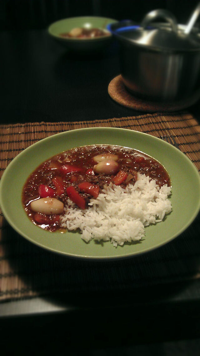 Mustig köttfärsgryta med ris