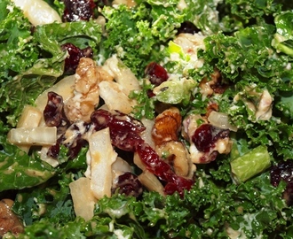Kale Salad with Dried Cranberry, Walnut and Boursin