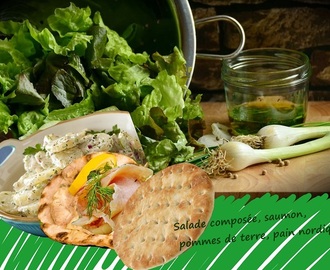 Recette de salade de pommes de terre, saumon, oeufs de lump en coque de pain nordique