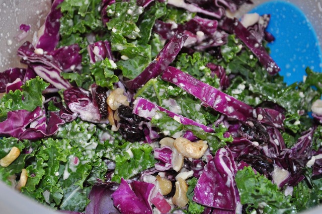 #1,264: Kale and Cabbage Salad with Creamy Honey Mustard Dressing