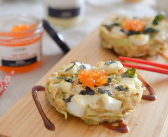 Okonomiyaki aux calamars et oeufs de truite