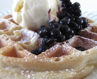 Blueberry waffles and vanilla icecream