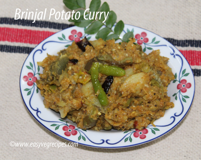 Brinjal Potato Curry Recipe -- How to make Brinjal Potato Curry Andhra Style