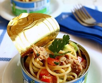 Spaghetti avocado e tonno