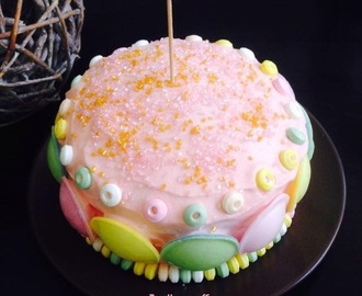 Gâteau pastel décoré de bonbons multicolores au thermomix ou sans - gâteau d'anniversaire fille