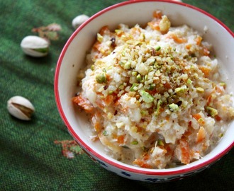 Indischer Karotten - Reispudding mit  Kokosmilch und Pistazien