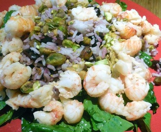 Cherry Pistachio Rice Salad with Langostinos - Recipe