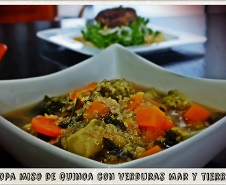 Sopa miso de quinoa con verduras mar y tierra