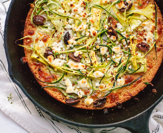 Socca Pizza with Summer Squash and Feta