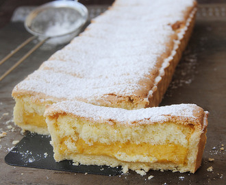 Lemon Pastry Cream Tart with Lady Fingers Topping