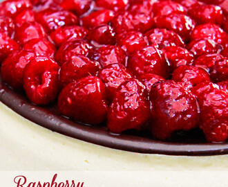 Raspberry Chocolate Ganache Cheesecake with Oreo Crust