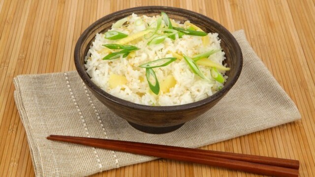 Bamboo Shoots and Green Onion Rice
	            
jasmine rice or basmati rice
bamboo shoots
green onions
toasted sesame seeds
unsalted butter