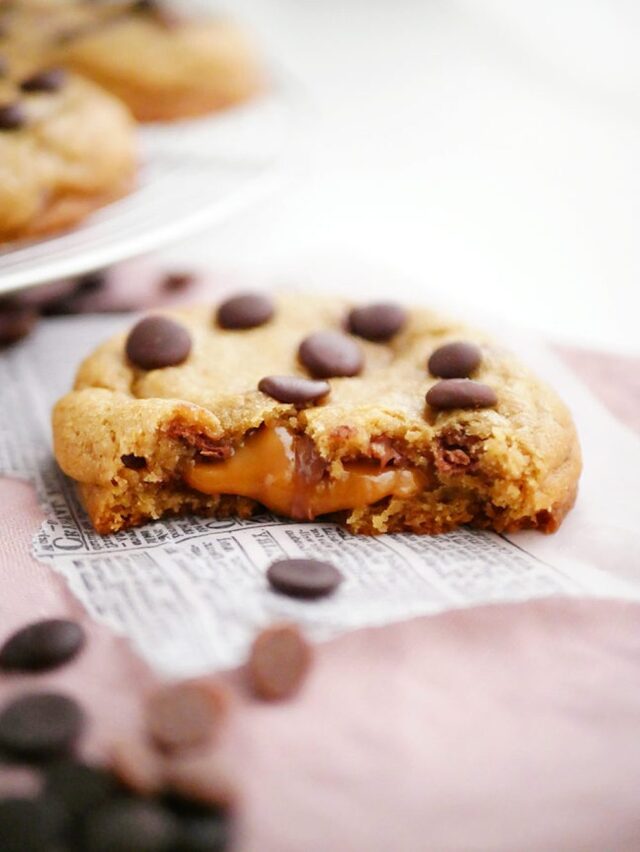 Chocolate chip cookies med dulce de leche-gömma