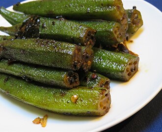 Bhindi fry – okras/gumbo sautées – sautéed okras