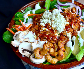 BBQ Pulled Pork Cashew Salad with Blue Cheese