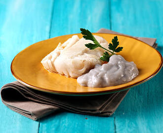 Filetto di Merluzzo Norvegese marinato al lime e cocco e cotto su piastra con purea di patate viola