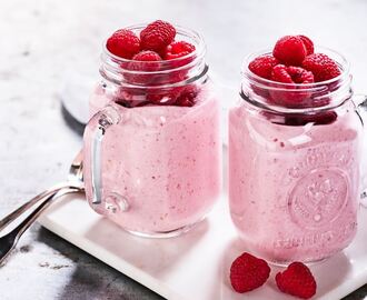Hallonsmoothie med cottage cheese