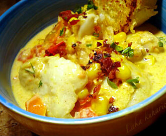 Gusta juha (Chowder) s bakalarom, kukuruzom i šafranom :: Haddock and corn chowder with saffron