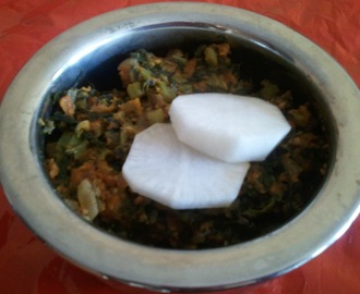 Mooli bhaji with besan/ White Radish leaves with chickpea flour