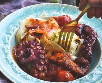 Pulpo Sous Vide mit Pasta und Chorizo – oder wie sich der Pulpo beinahe von allein macht