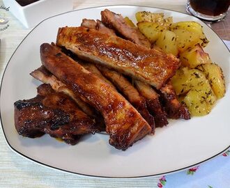 Costillas de cerdo al horno con salsa barbacoa (Receta fácil)