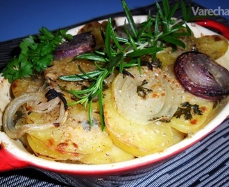 Zapekané zemiaky s cibuľou - ľahšia verzia (fotorecept)
