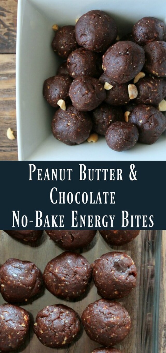 Peanut Butter and Chocolate No-bake Energy Bites