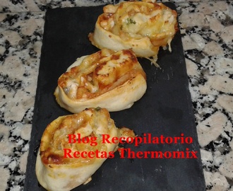 Caracolas de pizza con pollo a la barbacoa thermomix