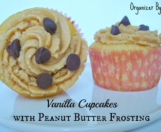 Vanilla Cupcakes with Peanut Butter Frosting