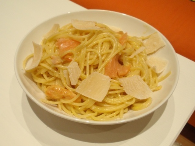 Špagety carbonara údeným lososom