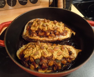 Persian Style Stuffed Eggplant with Cashew Ricotta and Pistachios (serves 2)