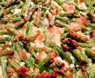 Grüne Bohnen mit Parmesan und Knoblauch als Gratin – Low Carb