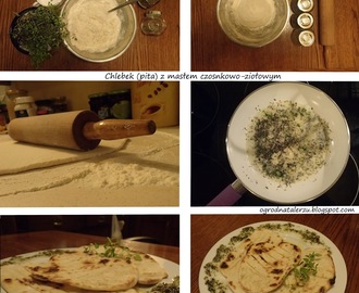 Chlebek /pita wypiekana na patelni z domowej roboty masłem czosnkowo-ziołowym