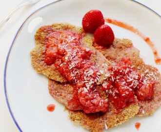 Vegan Chickpea Pancakes w Homemade Strawberry Sauce