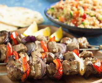 Easy Lamb Kebabs with peppers and onion