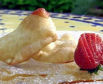 Sopaipillas and Sherried Fruit Compote on Honey Pastry Cream with Vinagres De Yema Gran Reserva Glaze