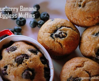 Blueberry Banana Eggless Breakfast Muffins